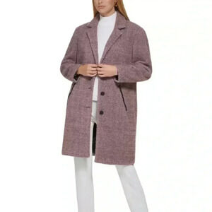New DKNY Walker Coat Plus Size Winter Coat Herringbone Print NWOT